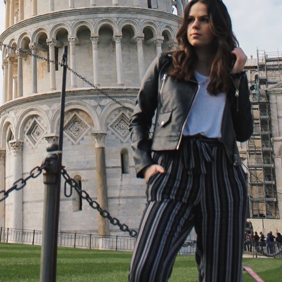 Striped Paper-bag Pants - Picture 1 of 3